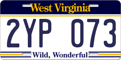WV license plate 2YP073
