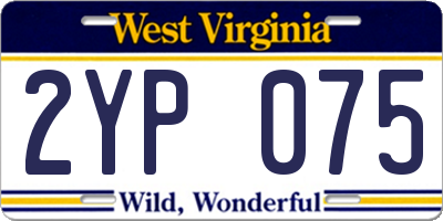WV license plate 2YP075