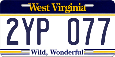WV license plate 2YP077