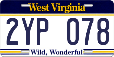 WV license plate 2YP078