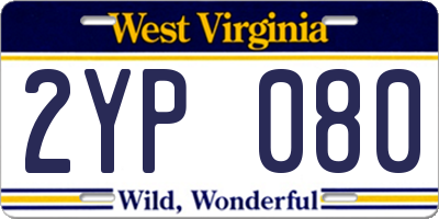 WV license plate 2YP080
