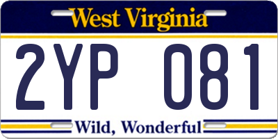 WV license plate 2YP081