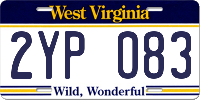 WV license plate 2YP083