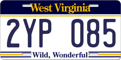 WV license plate 2YP085
