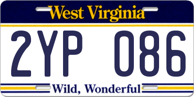 WV license plate 2YP086