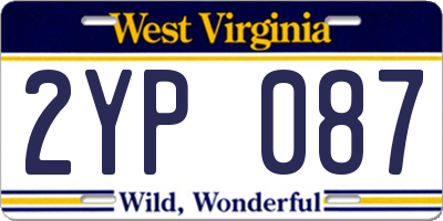 WV license plate 2YP087
