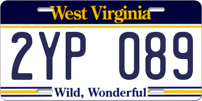 WV license plate 2YP089