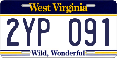 WV license plate 2YP091
