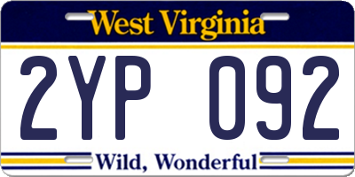 WV license plate 2YP092