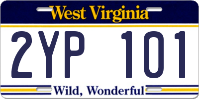 WV license plate 2YP101