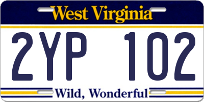WV license plate 2YP102