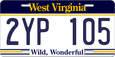 WV license plate 2YP105