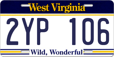 WV license plate 2YP106
