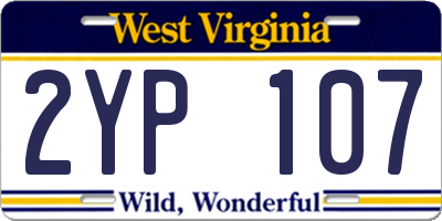 WV license plate 2YP107