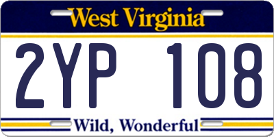 WV license plate 2YP108
