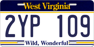 WV license plate 2YP109
