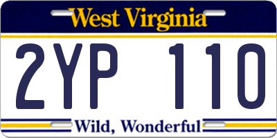 WV license plate 2YP110