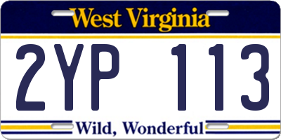 WV license plate 2YP113