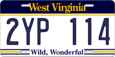 WV license plate 2YP114