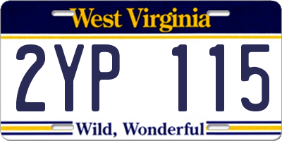 WV license plate 2YP115