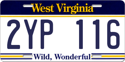 WV license plate 2YP116