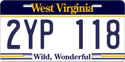 WV license plate 2YP118