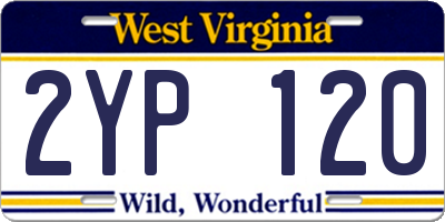 WV license plate 2YP120