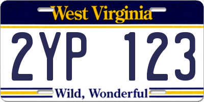 WV license plate 2YP123