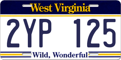 WV license plate 2YP125