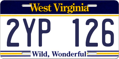 WV license plate 2YP126
