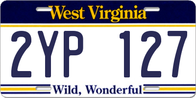 WV license plate 2YP127