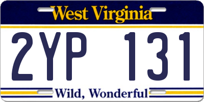 WV license plate 2YP131