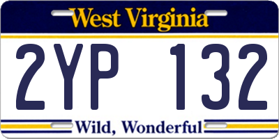 WV license plate 2YP132