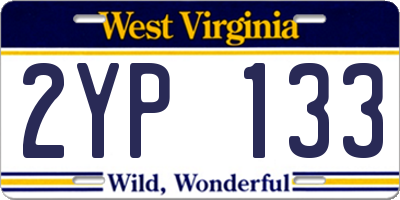 WV license plate 2YP133