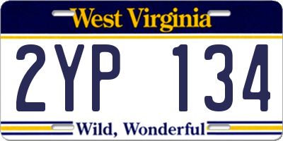 WV license plate 2YP134