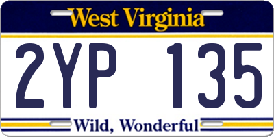 WV license plate 2YP135