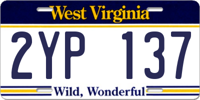 WV license plate 2YP137
