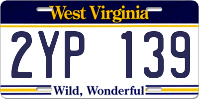 WV license plate 2YP139