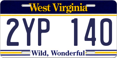 WV license plate 2YP140