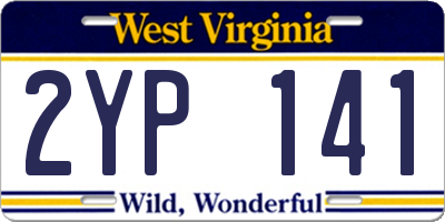 WV license plate 2YP141