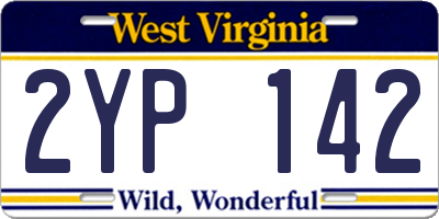 WV license plate 2YP142
