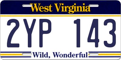WV license plate 2YP143
