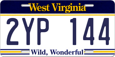 WV license plate 2YP144