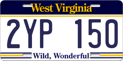WV license plate 2YP150