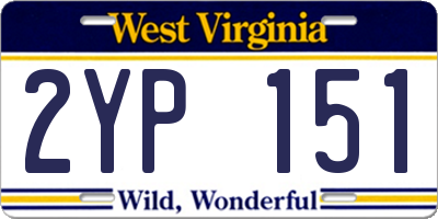 WV license plate 2YP151