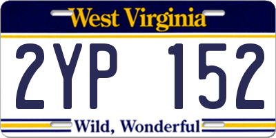 WV license plate 2YP152
