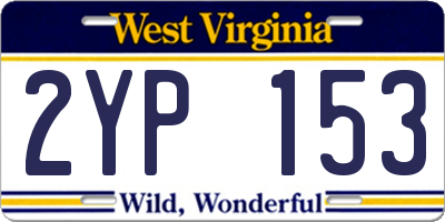 WV license plate 2YP153