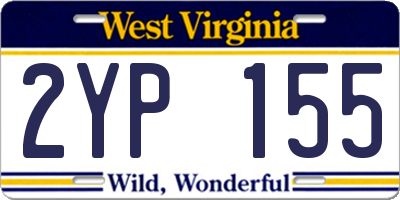 WV license plate 2YP155