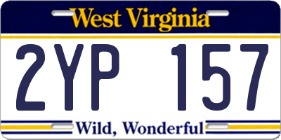 WV license plate 2YP157