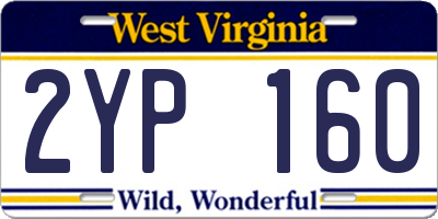 WV license plate 2YP160
